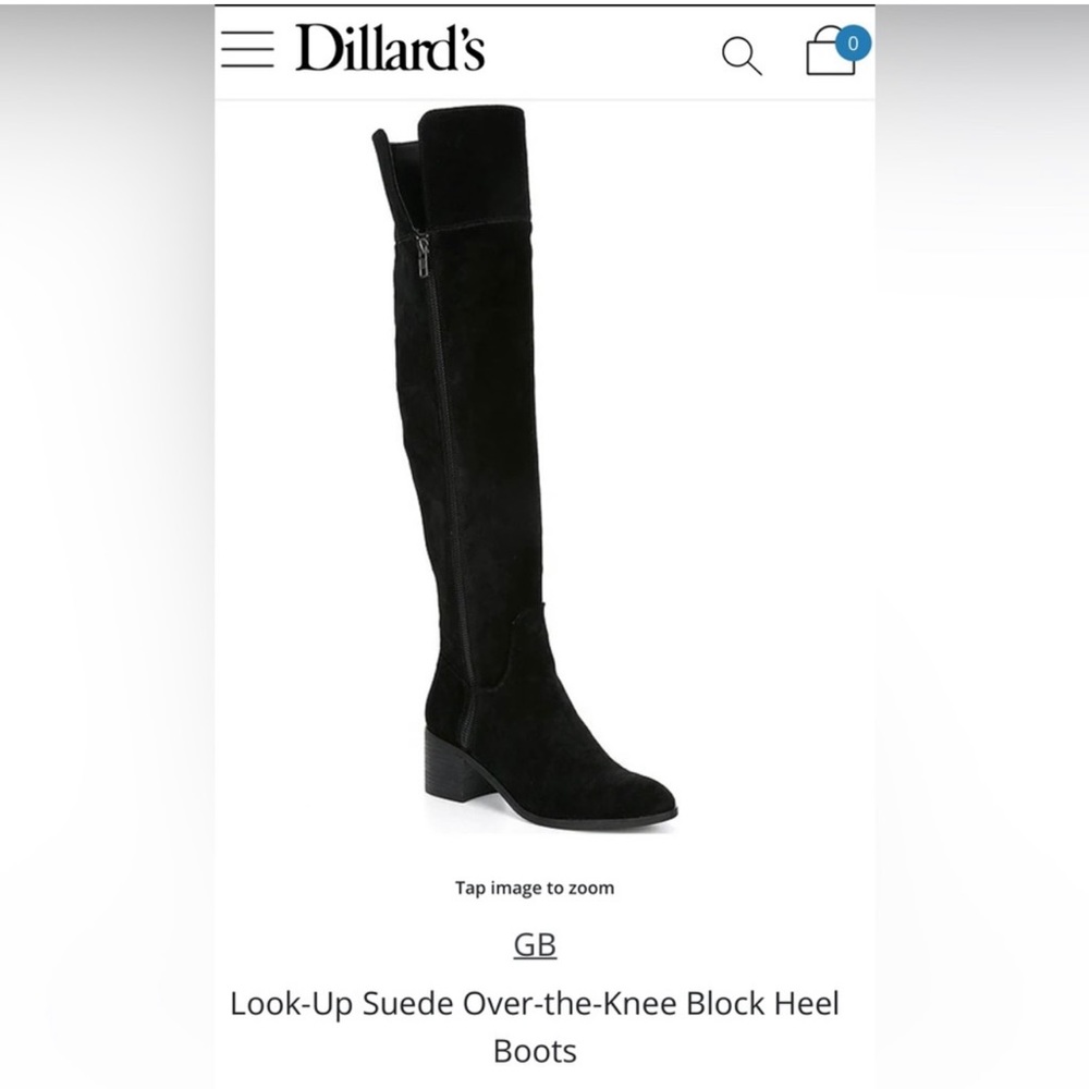 Over the knee block heel suede black boots Gianni Bini